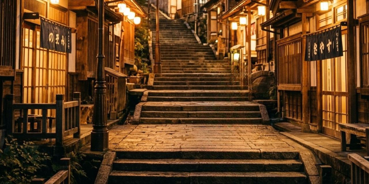 夜の石段街を散歩