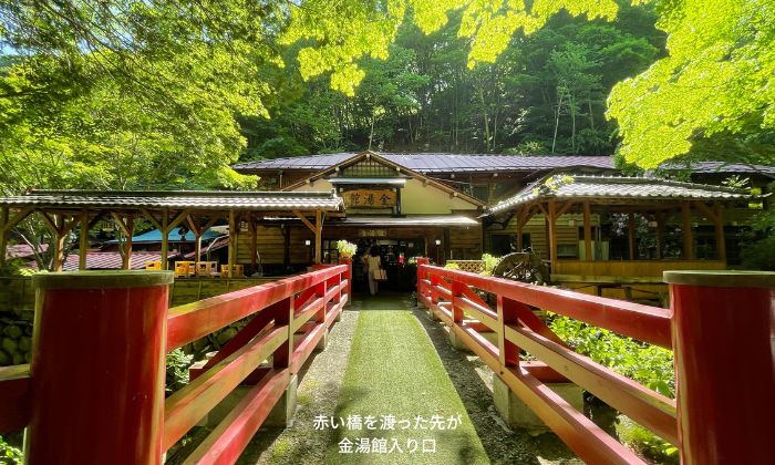 橋の先が金湯館
