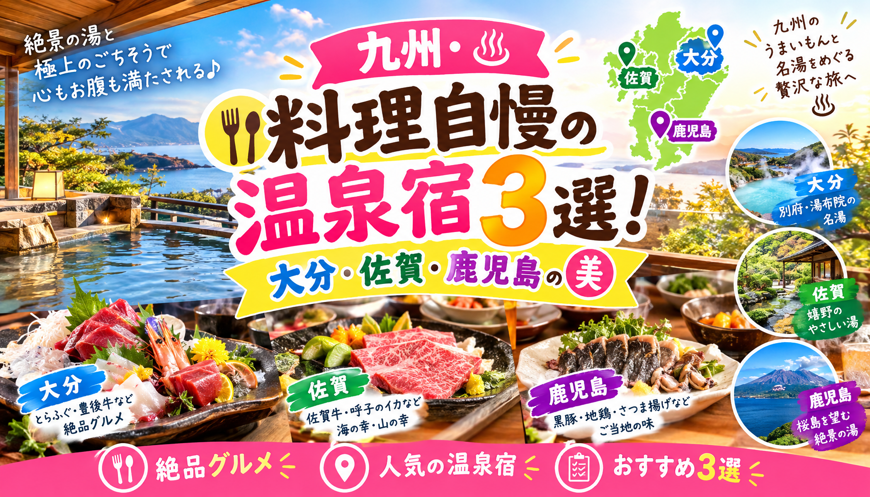 九州・料理自慢の温泉宿3選！大分・佐賀・鹿児島の美食を巡る旅